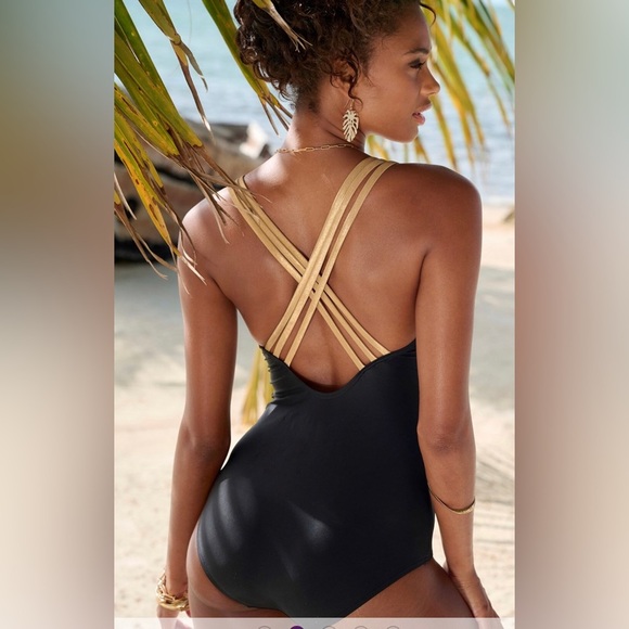 VENUS Lascana Black and Gold One-Piece Swimsuit - Picture 3 of 13